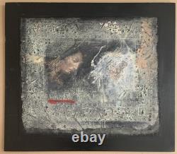 Old painting oil mixed composition sculpture bolts woman melancholy signed