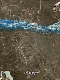 Old painting oil mixed composition sculpture horse rider signed Revest