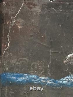 Old painting oil mixed composition sculpture horse rider signed Revest