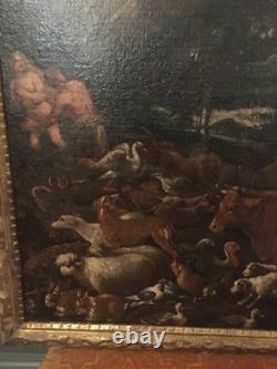 Old painting – oil on canvas – Adam and Eve in Paradise – 17th–18th century