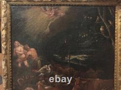 Old painting – oil on canvas – Adam and Eve in Paradise – 17th–18th century
