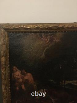 Old painting – oil on canvas – Adam and Eve in Paradise – 17th–18th century