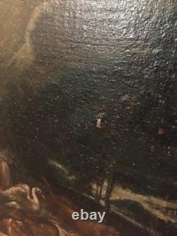 Old painting – oil on canvas – Adam and Eve in Paradise – 17th–18th century