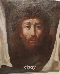 Old painting, oil on canvas, Christ with the Veil of Veronica, 18th century