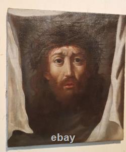 Old painting, oil on canvas, Christ with the Veil of Veronica, 18th century