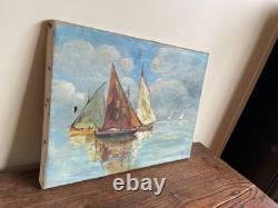 Old painting oil on canvas D P (early 20th century) marine
