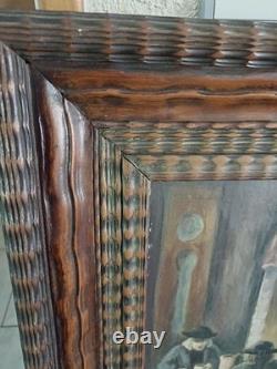 Old painting oil on canvas Intimate Early 1900s Signed Orens DENIZARD