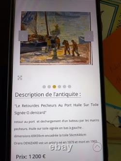 Old painting oil on canvas Intimate Early 1900s Signed Orens DENIZARD
