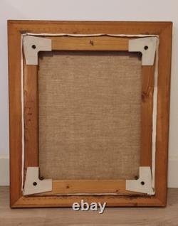 Old painting oil on canvas Village Church J. L. Leubeul 50s/70s