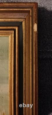 Old painting oil on canvas Village Church J. L. Leubeul 50s/70s