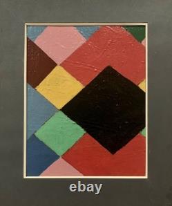 Old painting oil on canvas abstract geometric cubist composition