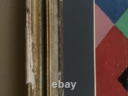 Old painting oil on canvas abstract geometric cubist composition