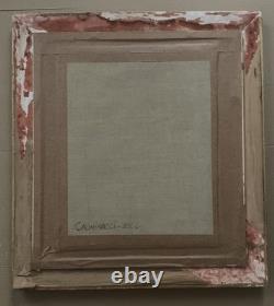 Old painting oil on canvas abstract geometric cubist composition