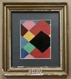 Old painting oil on canvas abstract geometric cubist composition