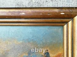 Old painting oil on canvas agricultural work harvest oil on canvas Gautreau