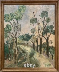 Old painting oil on canvas bucolic landscape impressionism signed