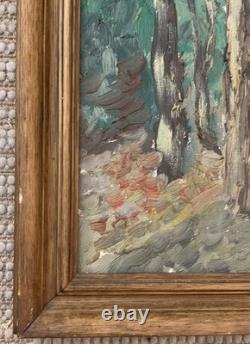 Old painting oil on canvas bucolic landscape impressionism signed