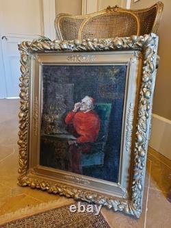 Old painting oil on canvas, cardinal Signed