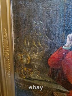 Old painting oil on canvas, cardinal Signed