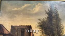 Old painting, oil on canvas, countryside landscape, H. Grandjean, 1881