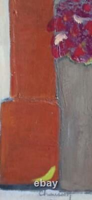 Old painting oil on canvas cubic still life signed