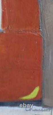Old painting oil on canvas cubic still life signed