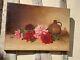Old Painting Oil On Canvas Dahlias And Pitcher, Signed J. Legris 1940s