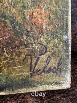 Old painting, oil on canvas, landscape from the 19th to early 20th century, signed