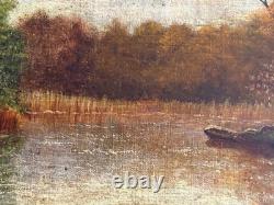 Old painting, oil on canvas, landscape from the 19th to early 20th century, signed
