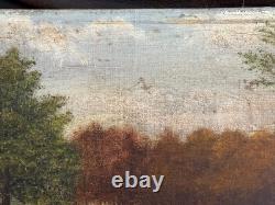 Old painting, oil on canvas, landscape from the 19th to early 20th century, signed