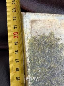 Old painting, oil on canvas, landscape from the 19th to early 20th century, signed