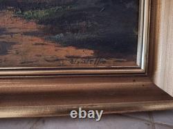 Old painting oil on canvas landscape nature framed signed