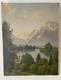 Old Painting Oil On Canvas Late 19th Mountain Lake Thun Niesen Switzerland