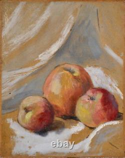 Old painting, oil on cardboard by Marthe Orant 1874-1953. Still Life