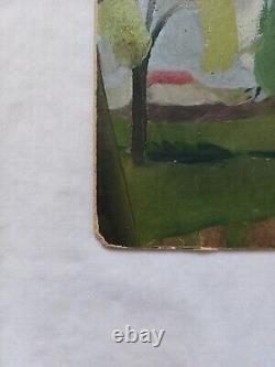 Old painting oil on cardboard early 20th century fauvist landscape artist to be identified