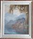 Old Painting Oil On Panel Framed Lake And Mountain Landscape