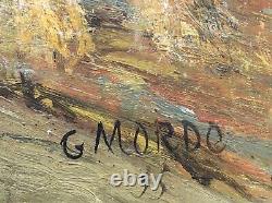 Old painting, oil on panel signed GASTON MORDO (20th century), Landscape 1955