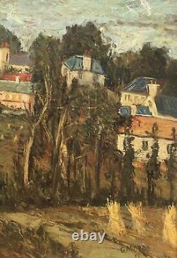 Old painting, oil on panel signed GASTON MORDO (20th century), Landscape 1955