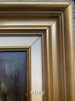 Old painting oil on panel still life with fruits signed golden frame