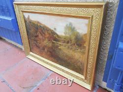 Old painting oil painting French Barbizon school Harpignies Mill 19th century