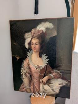 Old painting, oil portrait on canvas, late 18th century