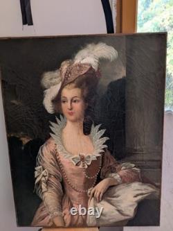 Old painting, oil portrait on canvas, late 18th century