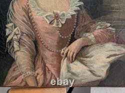 Old painting, oil portrait on canvas, late 18th century