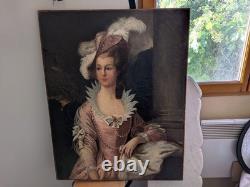 Old painting, oil portrait on canvas, late 18th century