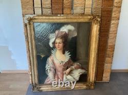 Old painting, oil portrait on canvas, late 18th century