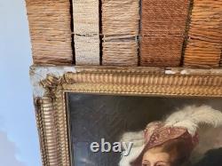 Old painting, oil portrait on canvas, late 18th century