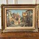 Old Painting On Panel With A Village Decoration