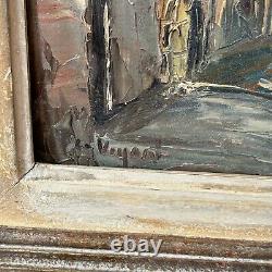 Old painting on panel with a village decoration