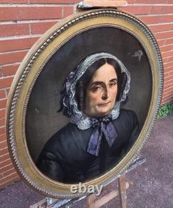 Old painting, portrait of a noble woman, signed. Oil painting on canvas