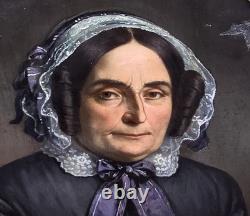 Old painting, portrait of a noble woman, signed. Oil painting on canvas